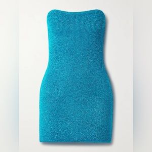 Alix NYC Cleo strapless metallic ribbed-knit mini dress NWT